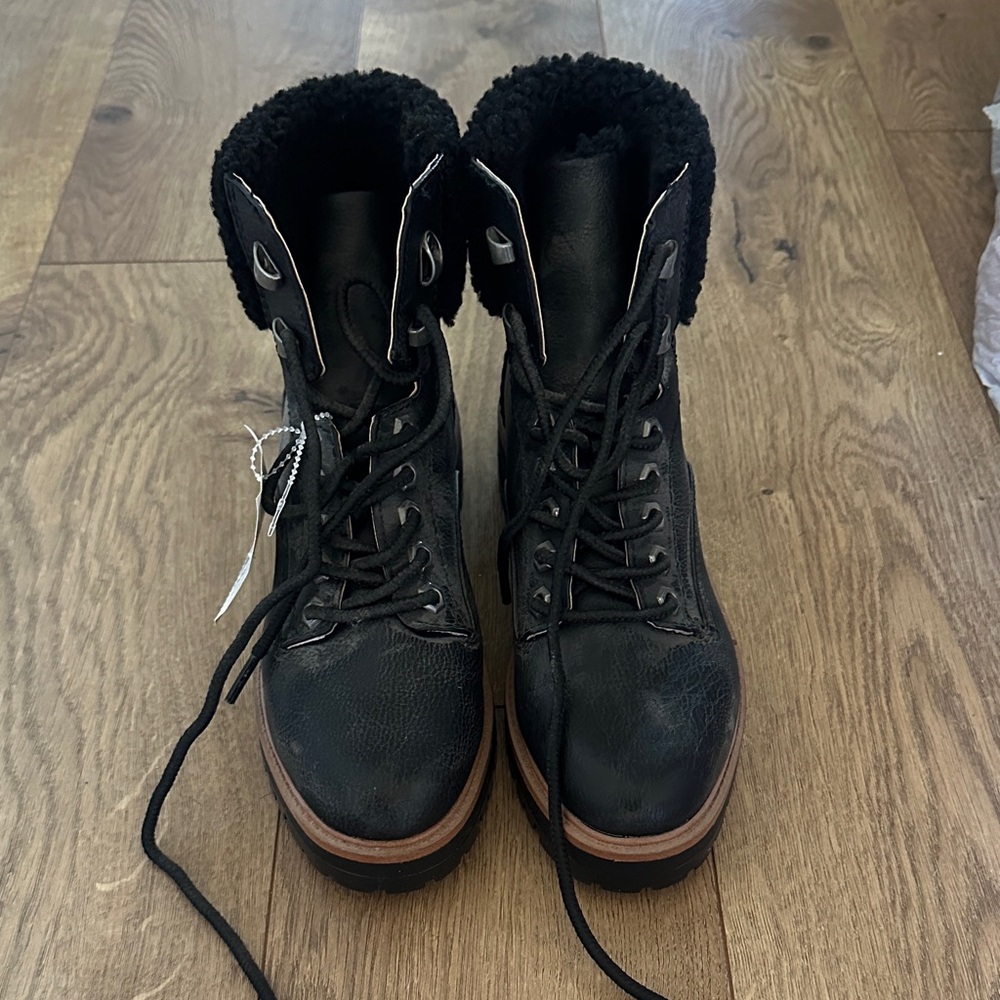Target Black and Brown Lace-Up Combat Boots